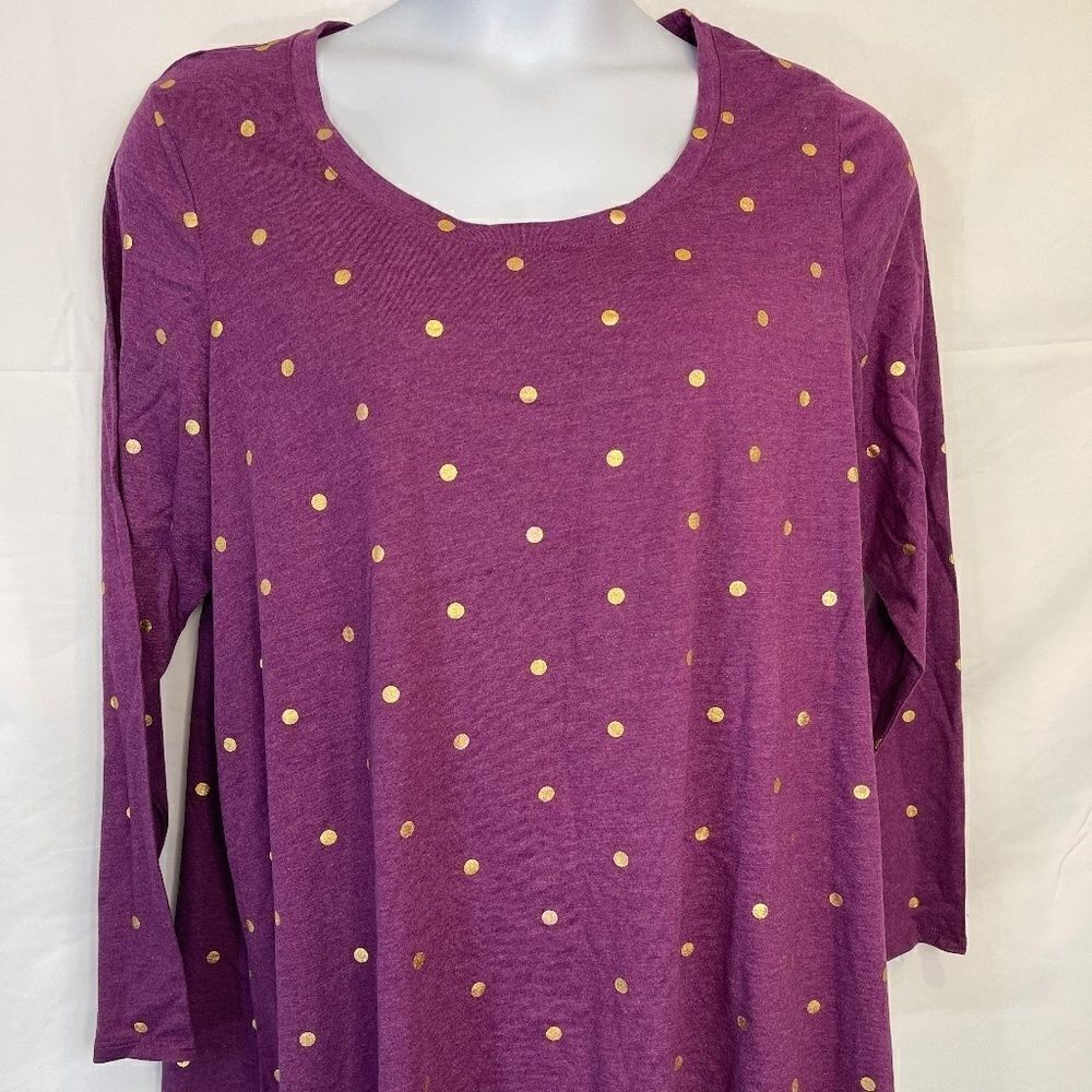 Lane Bryant Purple with Gold Polka Dots Top 18/20